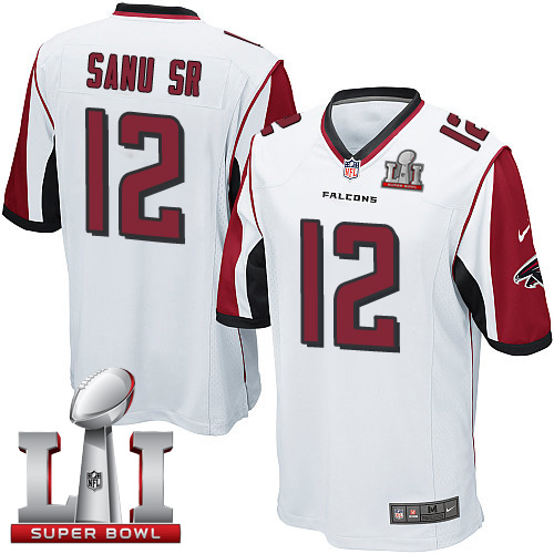 Nike Falcons #12 Mohamed Sanu Sr White Super Bowl LI 51 Youth Stitched NFL Elite Jersey - Click Image to Close